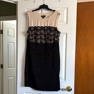 Dress Barn Black and Cream Lace Midi Dress